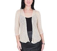 Mimosa Boléro au crochet pour femme à paillettes ou uni en dentelle super extensible avec filet de poisson à nouer à la taille Boléro Cardigan ouvert pour UK 6-28 Ivoire Or