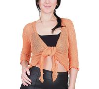 Mimosa Boléro au crochet pour femme à paillettes ou uni en dentelle super extensible avec filet de poisson à nouer à la taille Boléro Cardigan ouvert pour UK 6-28