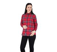 Mimosa Chemise de maternité en flanelle 100 % coton à carreaux, style décontracté, taille 36-44, Rouge/vert forêt, 38