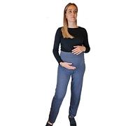 Mimosa Grossesse Femmes Pantalon de Maternité Yoga Riche en Coton Doux et Léger (Large, Denim)