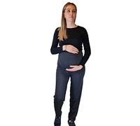 Mimosa Grossesse Femmes Pantalon de Maternité Yoga Riche en Coton Doux et Léger (XL, Charbon)