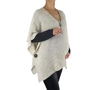 Mimosa Maternité Femme Made in Italy Taille Unique Poncho en Tricot Chaud Tunique Qualité Supérieure avec Un Sac Cadeau Gratuit (Taille Unique, Cream)