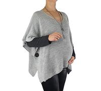 Mimosa Maternité Femme Made in Italy Taille Unique Poncho en Tricot Chaud Tunique Qualité Supérieure avec Un Sac Cadeau Gratuit (Taille Unique, Grey)