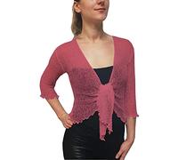 Mimosa Mesdames Femme Boléro au Crochet Briller en Dentelle Plaine Etendue Résille Cardigan Haussement D'épaules (Taille Unique, Rose)