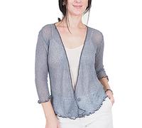 Mimosa Mesdames Femme Boléro au Crochet Briller en Dentelle Plaine Etendue Résille Cardigan Haussement D'épaules (Taille Unique, Dark Grey)