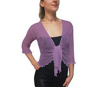 Mimosa Mesdames Femme Boléro au Crochet Briller en Dentelle Plaine Etendue Résille Cardigan Haussement D'épaules (Taille Unique, Lavender)