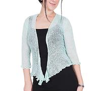 Mimosa Mesdames Femme Boléro au Crochet Briller en Dentelle Plaine Etendue Résille Cardigan Haussement D'épaules (Taille Unique, Mint)