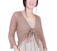 Mimosa Mesdames Femme Boléro au Crochet Briller en Dentelle Plaine Etendue Résille Cardigan Haussement D'épaules (Taille Unique, Dark Taupe)