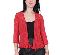 Mimosa Mesdames Femme Boléro au Crochet Briller en Dentelle Plaine Etendue Résille Cardigan Haussement D'épaules (Taille Unique, Red/Gold)