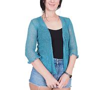 Mimosa Mesdames Femme Grande Taille Boléro au Crochet Briller en Dentelle Plaine Etendue Résille Cardigan Haussement D'épaules (Taille Unique, Dark Teal)