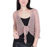 Mimosa Mesdames Femme Grande Taille Boléro au Crochet Briller en Dentelle Plaine Etendue Résille Cardigan Haussement D'épaules (Taille Unique, Mink)
