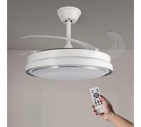 mimotec M Ventilateur de Plafond avec Lumière LED Noir Count, Télécommande, Moteur DC, 6 Vitesses, Silencieux, Lames Rétractables, Fonction Été-Hiver, Minuterie, CCT