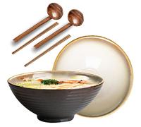 MIMRTIMI Ensemble De 2 Bols à Ramen en céramique1200ml Japonais Bol Ramen Set pour Céréales Salade Dessert Pâtes Soupe,Va au Lave-Vaisselle et au Micro-Ondes