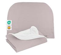 MIMUSELINA Couverture Bebe Naissance Hiver 90x70cm | Plaid Bebe Doux et Léger pour Lit Bébé et Poussette | Couverture Enfant Coton avec Intérieur Chaud | Fabriqué en Espagne | Wafle Taupe
