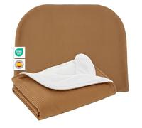 MIMUSELINA Couverture Bebe Naissance Hiver 90x70cm | Plaid Bebe Doux et Léger pour Lit Bébé et Poussette | Couverture Enfant Coton avec Intérieur Chaud | Fabriqué en Espagne | Latte