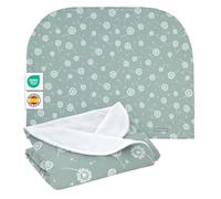 MIMUSELINA Couverture Bebe Naissance Hiver 90x70cm | Plaid Bebe Doux et Léger pour Lit Bébé et Poussette | Couverture Enfant Coton avec Intérieur Chaud | Fabriqué en Espagne | Pissenlit Menthe