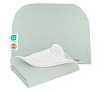 MIMUSELINA Couverture Bebe Naissance Hiver 90x70cm | Plaid Bebe Doux et Léger pour Lit Bébé et Poussette | Couverture Enfant Coton avec Intérieur Chaud | Fabriqué en Espagne | Wafle Menthe