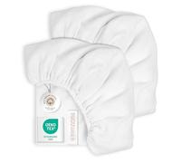 Mimuselina Drap Housse Cododo 70x140 Coton - Lot de 2 Draps-Housses Berceau 100% Mousseline de Coton Douce et Respirante - Fabriqués en Espagne - [Blanc + Blanc]