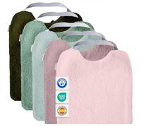 MIMUSELINA Lot de 5 Bavoirs Bebe Imperméables Réutilisables en Coton Premium avec Élastique au Cou | grand Bavoir Enfant BLW en Éponge Imperméable | Puericulture Bébé | Fabriqué à la Main en Espagne