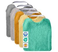 MIMUSELINA Lot de 5 Bavoirs Bebe Imperméables Réutilisables en Coton Premium avec Élastique au Cou | grand Bavoir Enfant BLW en Éponge Imperméable | Puericulture Bébé | Fabriqué à la Main en Espagne