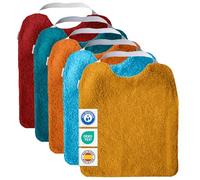 MIMUSELINA Lot de 5 Bavoirs Bebe Imperméables Réutilisables en Coton Premium avec Élastique au Cou | grand Bavoir Enfant BLW en Éponge Imperméable | Puericulture Bébé | Fabriqué à la Main en Espagne