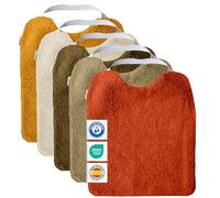 MIMUSELINA Lot de 5 Bavoirs Bebe Imperméables Réutilisables en Coton Premium avec Élastique au Cou | grand Bavoir Enfant BLW en Éponge Imperméable | Puericulture Bébé | Fabriqué à la Main en Espagne