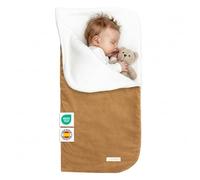 MIMUSELINA Nid d'ange Bébé Hiver Poussette et Berceau | Gigoteuse 0-6 Mois Hiver en Coton Doux | 2 en 1: Sac de Couchage Bébé 92x46 cm ou Couverture Emmaillotage 92x92 cm | Espagne (Latte)