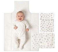 MIMUSELINA Set Tapis a Langer Portable et Sac a Langer Bebe | Imperméable, Pliable et 100% Coton OEKO-TEX | Accessoires Bébé pour Sorties ou Voyages | Fait Main en Espagne