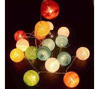 Lumisky Guirlande lumineuse solaire MIMY COLORS SOLAR – 10 boules coton LED blanc chaud 3,80 m