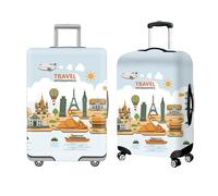 mimzemamz Housse Valise Protection,Résilient Protege Valise Lavable en Polyester 22-25 Pouces,Housse de Valises Motifs Architecturaux Raffinés pour Bagages,Roulettes et Valises