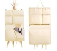 mimzemamz Rangement Porte à Suspendre,Etagere Suspendue pour Le Derrière Portes et en Voyage,Rangement Mural avec Sept Compartiments pour Ranger Vêtements,Chaussettes et Documents,1 Beige