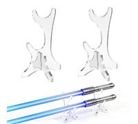 mimzemamz Support Katana, Acrylique Support Sabre, Porte-sabre Laser Réglable à Deux Niveaux, Présentoir Multifonction pour Baguettes Magiques, Sabres Laser, Lampes de Poche, Transparent