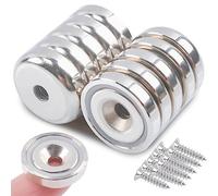 MIN CI 10pcs Aimant Puissant Frigo, 25 x 8mm Neodyme Aimant a Visser, Magnets Rond Percé Aimants Pot Pour Frigo Cuisine
