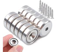 MIN CI 12pcs Aimant Puissant Frigo, 16 x 5mm Neodyme Aimant a Visser, Magnets Rond Percé Aimants Pot Pour Frigo Cuisine