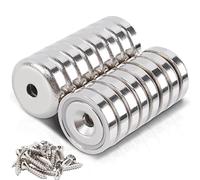 MIN CI 20 x 7mm Neodyme Aimant a Visser, 16pcs Aimant Puissant Frigo, Magnets Rond Percé Aimants Pot pour Cuisine Camping Salle de Bains