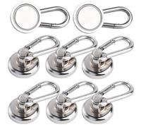 MIN CI 8pcs Crochets Magnétiques Aimantés Puissants, 25 mm Néodyme Aimant Grands Crochets de Traction Avecde 22 kg Puissants Force Crochet avec œillet Aimant Pour Cuisine Salle de Bain