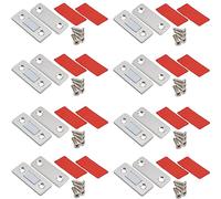 MIN CI Lot de 8 aimants de porte aimantés - Aimants plats argentés - Aimants rectangulaires - Pour porte à lamelles - Ouvre-porte à pression - Pour porte de balcon, armoire