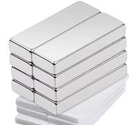 MIN CI Lot de 8 aimants puissants autocollants en néodyme - 30 x 10 x 5 mm - Rectangulaires - Argentés - Pour tableau magnétique - Aimants de terre rare