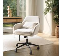 Mina - chaise de bureau à roulettes en tissu beige dossier carré mina
