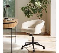 Mina - chaise de bureau à roulettes en tissu écru dossier ouvert mina