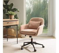 Mina - chaise de bureau à roulettes en tissu rose dossier carré mina