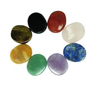 Mina Heal Ensemble de 8 pierres ovales pour chakras - Pierres de Guérison, Méditation, Reiki, Pierre Naturelle Lithotherapie, Porte Bonheur, Massage et Relaxation