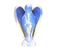 Mina Heal Poche Figurine Statue Ange Gardien en opalite représentant Tranquillité et Harmonie, Milky White to Light Blue, 1 Piece