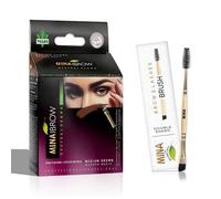 Mina ibrow Hair Color Medium Brown Poudre colorante et colorante pour les cheveux avec pinceau à angle duo, résistant à l'eau et aux salissures, sans ammoniaque, sans plomb, 100 % gris, application