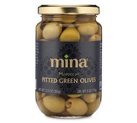 Mina Olives vertes dénoyautées - Superbes collations kéto à emporter - sélectionnées à la main et durcies naturellement - Sans gluten, faible en glucides - Végétalien - Verre de 354 ml
