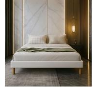 mina - Solide et Confortable Sommier Tapissier Blanc Pieds en 20 cm pour matelas en 120x200 - 2 x 13 Lattes - Mo