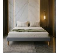 mina - Solide et Confortable Sommier Tapissier gris Pieds en 20 cm pour matelas en 140x190 - 2 x 13 Lattes - Mon