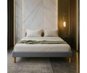 Mina - Solide et Confortable Sommier Tapissier Gris + Pieds en 20 cm pour Matelas en 140x200 - 2 x 13 Lattes - Montage Rapide et Facile - revetement Microfibre Facile d'entretien