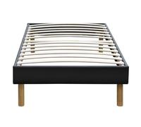 mina - Solide et Confortable Sommier Tapissier noir + Pieds en 20 cm pour matelas en 120x190 - 2 x 13 Lattes