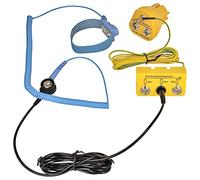 Minadax Bloc de mise à la terre ESD antistatique innovant - 1 mégaohm + boîte de mise à la terre avec câble de 2,80 m + manchette de poignet avec rallonge de 2,4 m